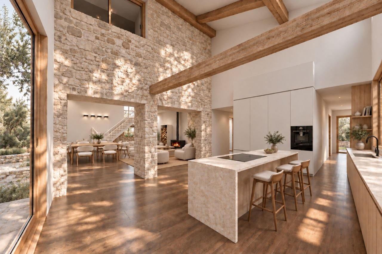 Cuisine rénovée de la maison ancienne à Lombard